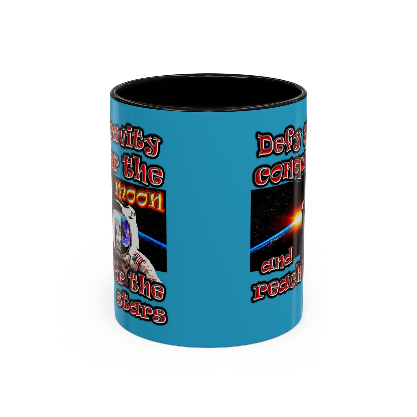 defy conquer reach - Accent Mug (turquoise)
