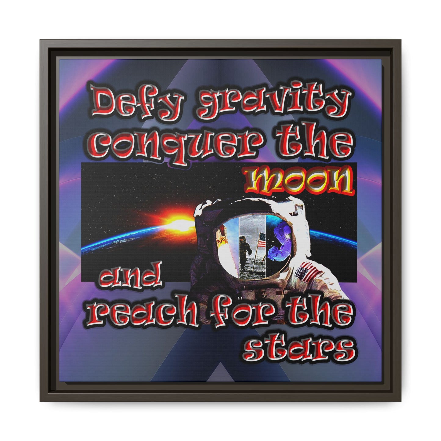 defy conquer reach - framed canvas art (grey-pink wave)