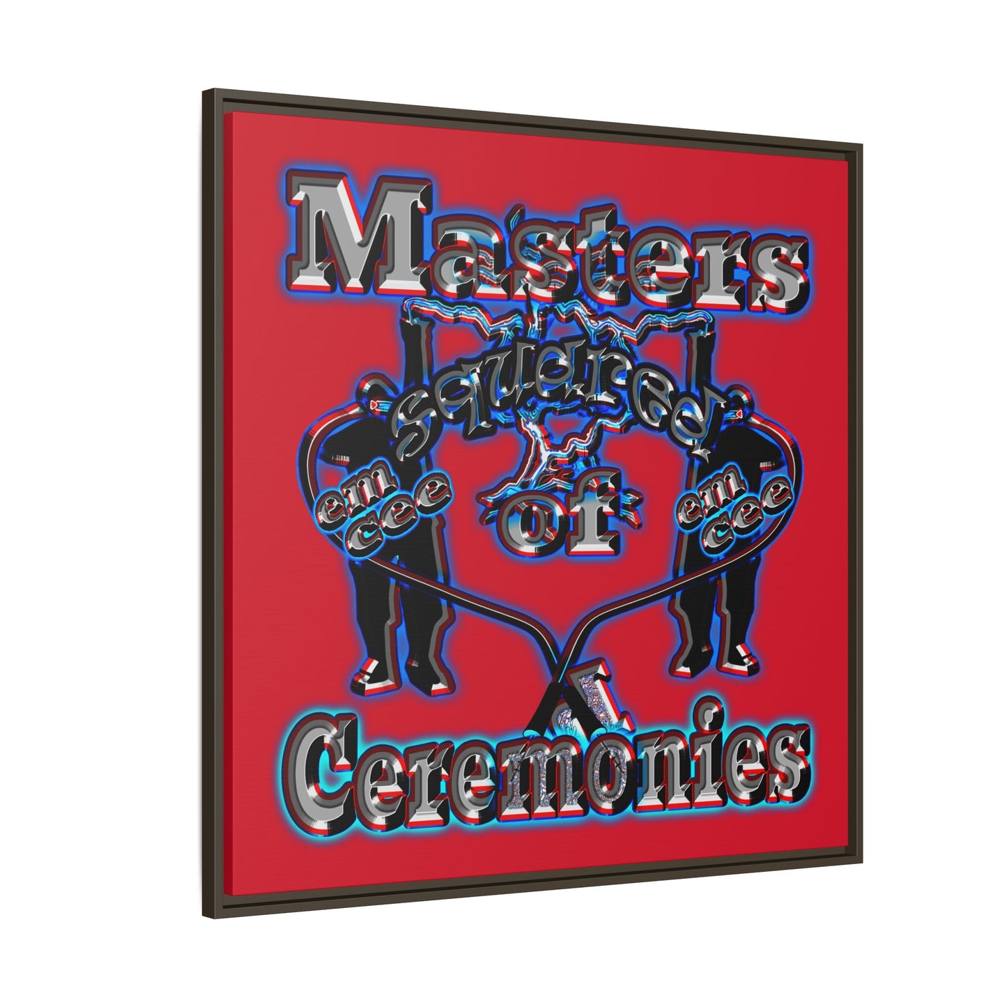 em cee squared - framed canvas art (dark red)
