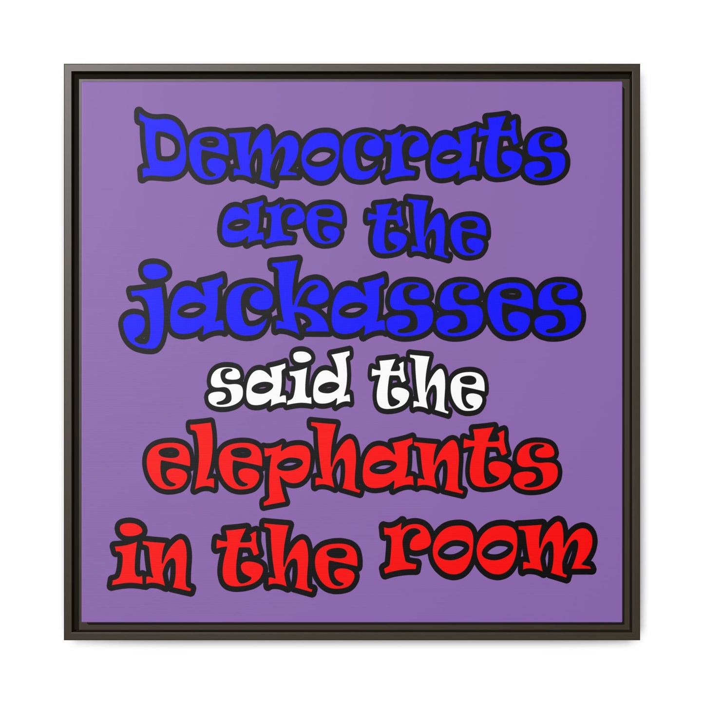 donkeys and elephants - framed canvas art (light purple)