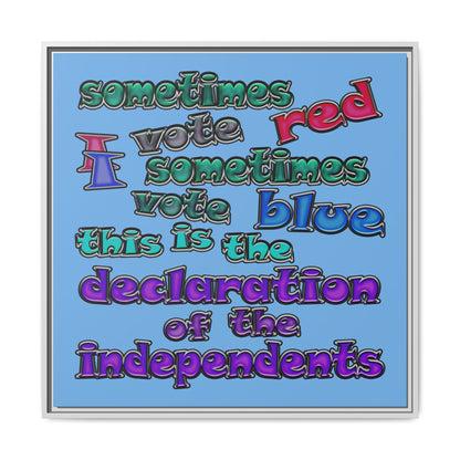 declaration of the independents - framed canvas art (light blue)