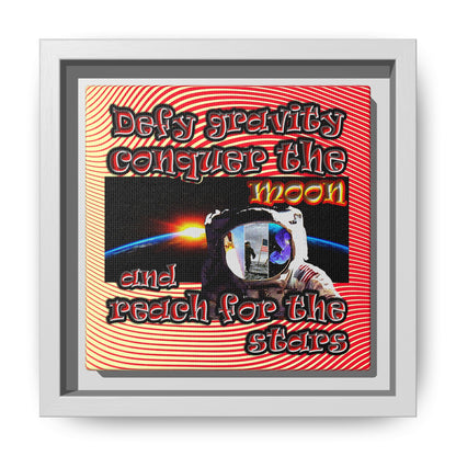 defy conquer reach - framed canvas art (yellow-orange wave)
