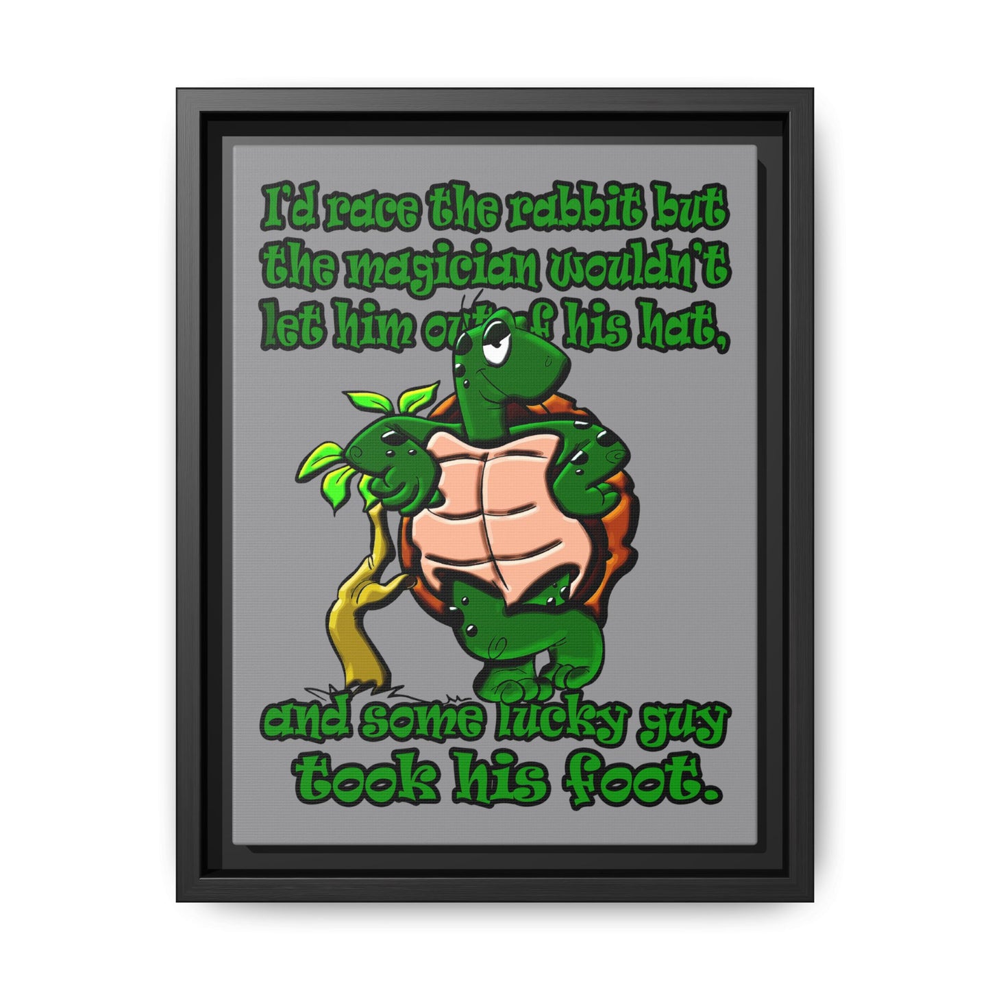 turtle race - framed canvas art (grey)