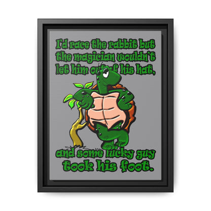 turtle race - framed canvas art (grey)
