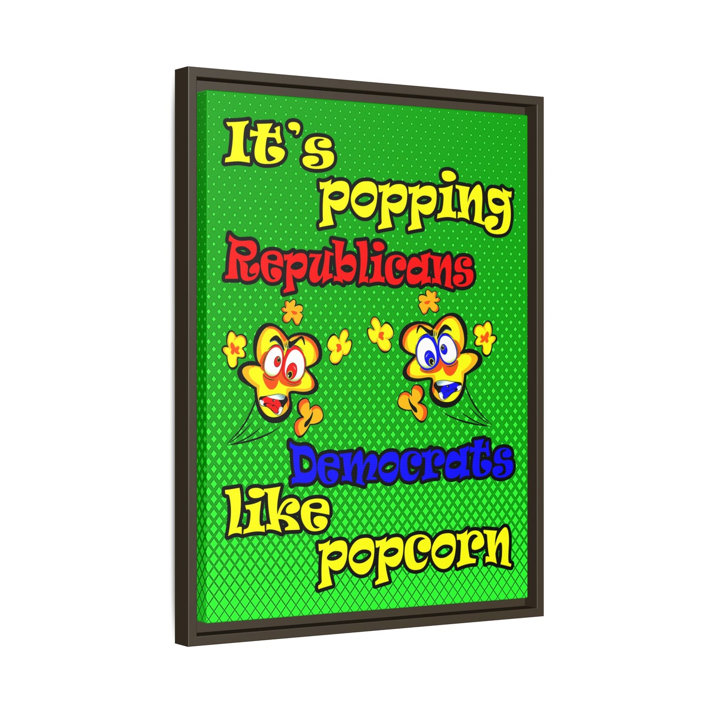 popping like popcorn - framed canvas art (logo green)