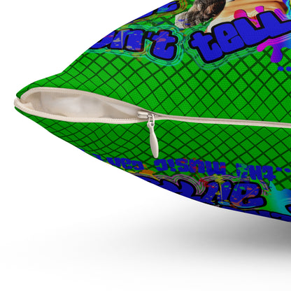 drop the beat - Spun Polyester Square Pillow - (logo green)