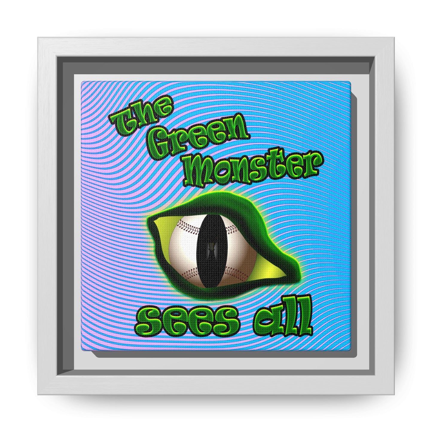 green monster - framed canvas art (light blue-purple wave)