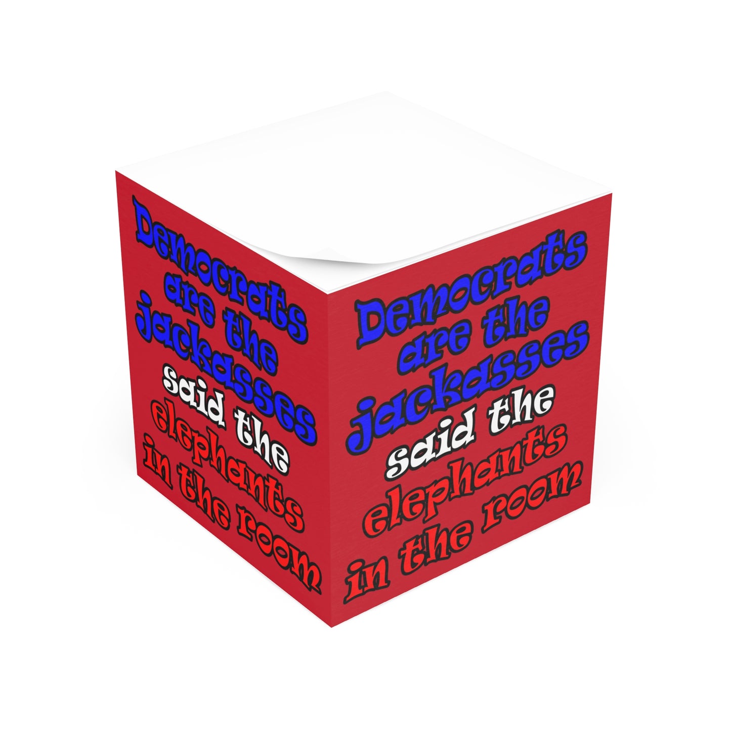 donkeys and elephants - note cube (dark red)
