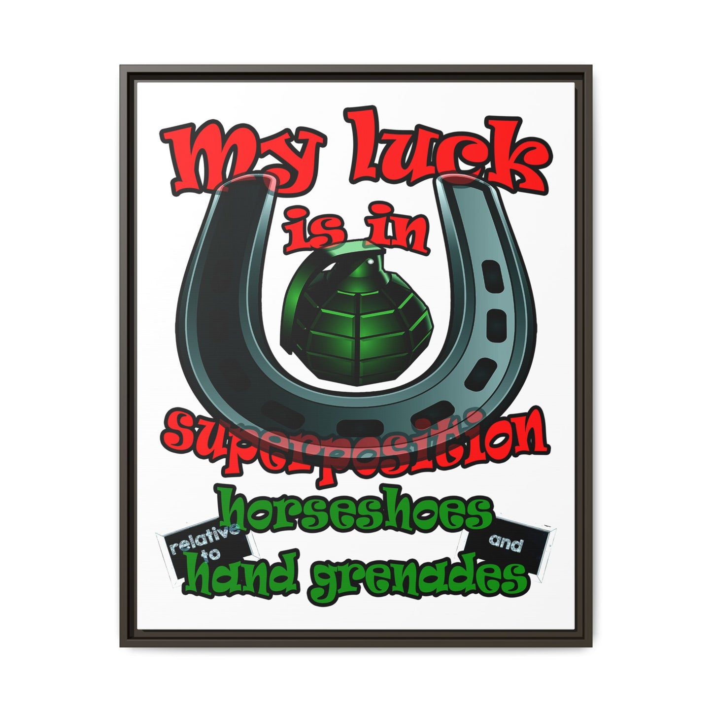 my luck - framed canvas art (white)