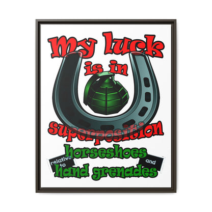 my luck - framed canvas art (white)