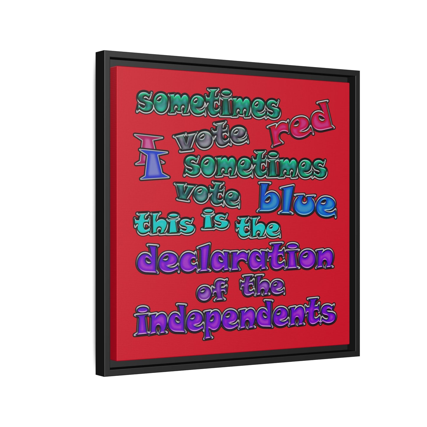declaration of the independents - framed canvas art (dark red)