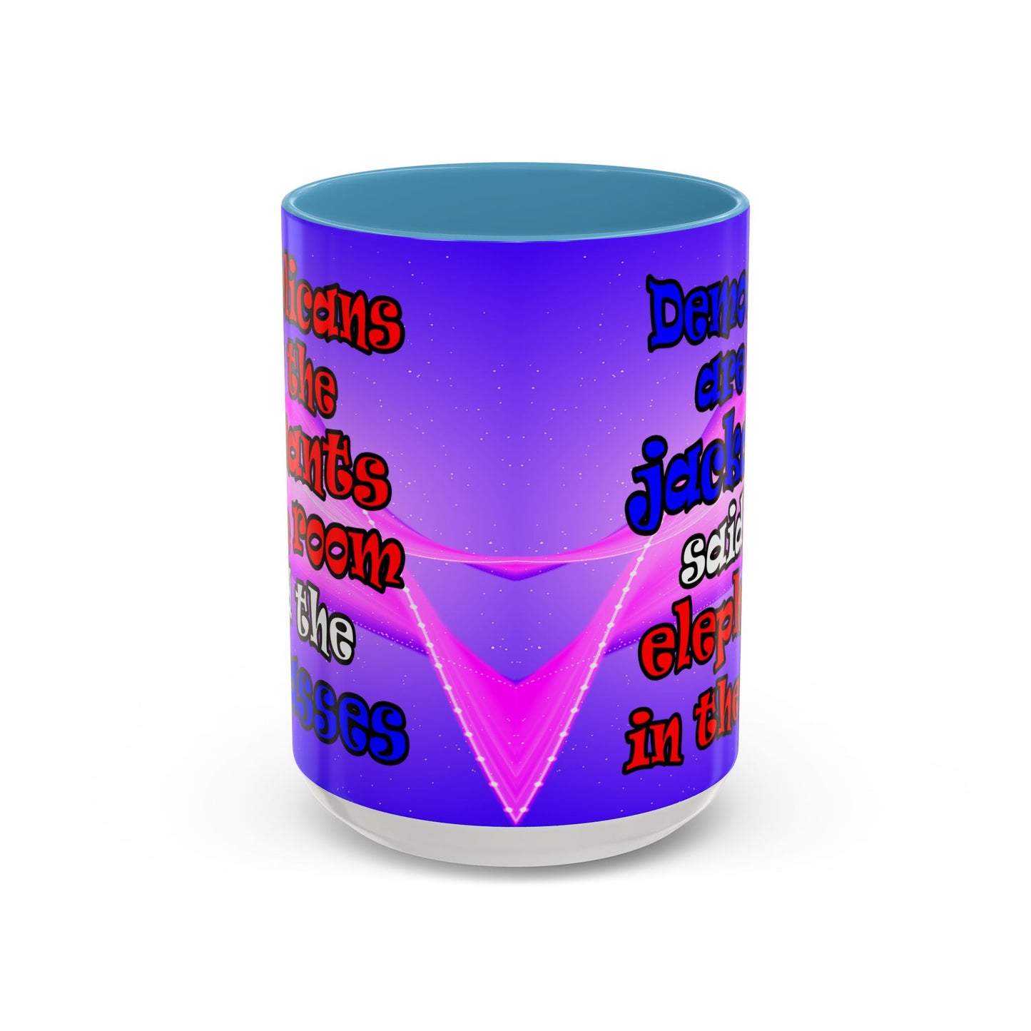 donkeys and elephants - Accent Mug (purple-pink wave)