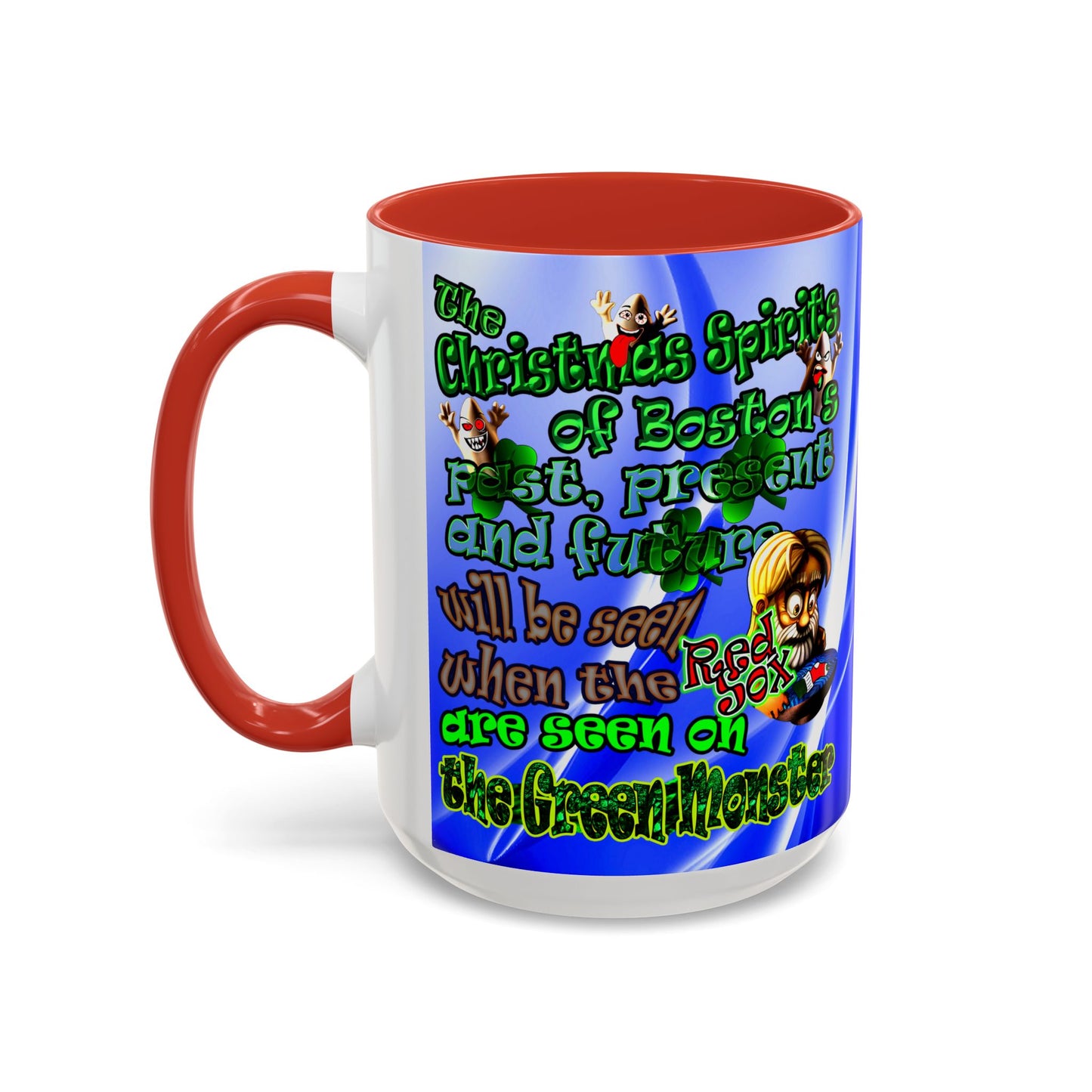 christmas spirits of boston - Accent Mug (blue-white wave)