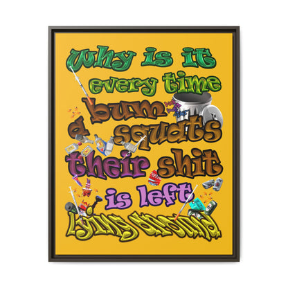 the bum's shit - framed canvas art (yellow)