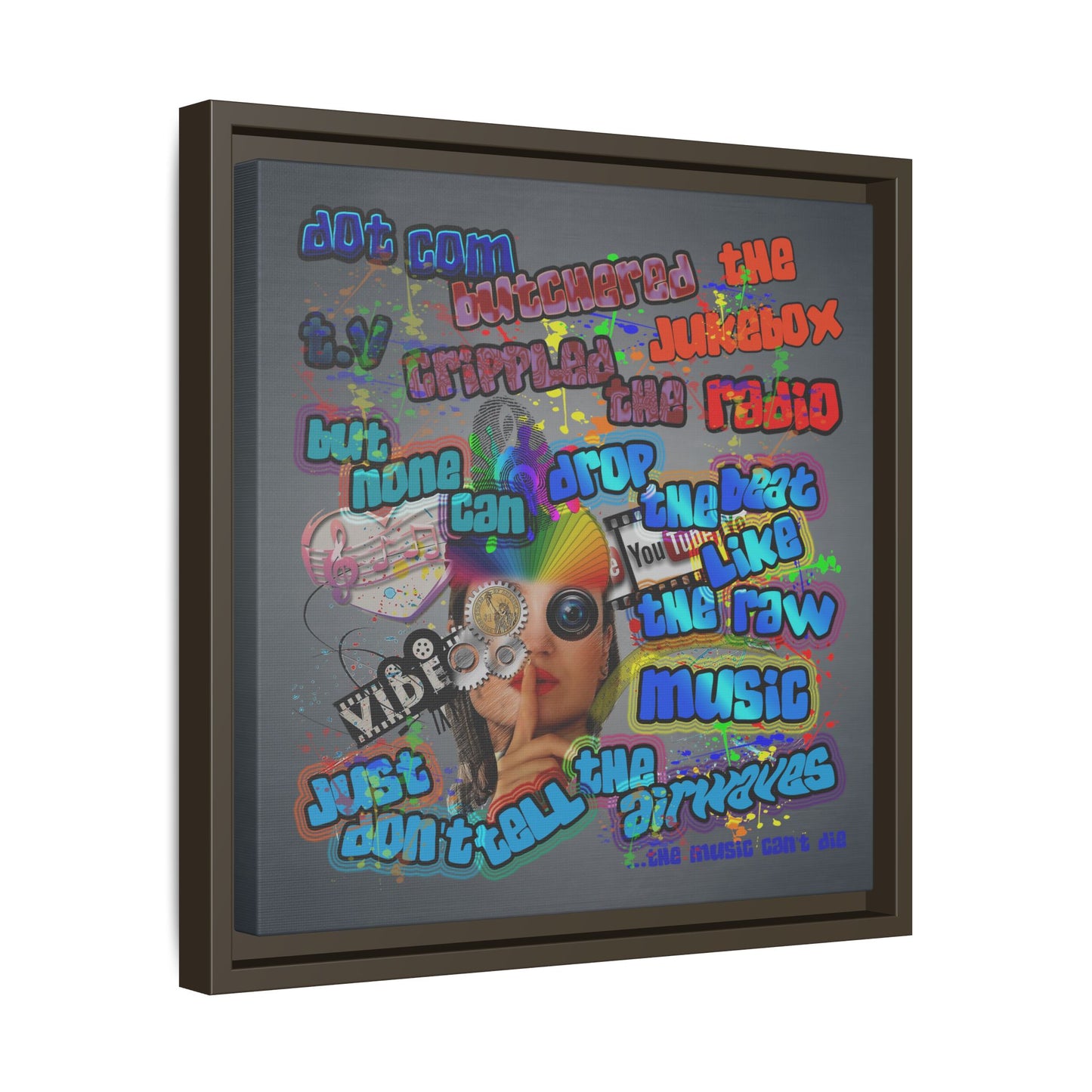 drop the beat - framed canvas art (grey-light grey)