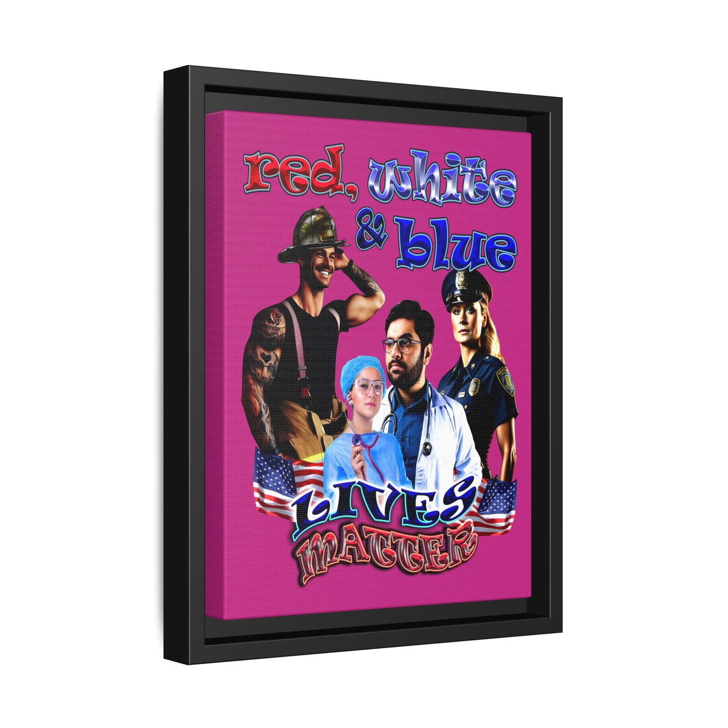 rw&b lives matter - framed canvas art (pink)