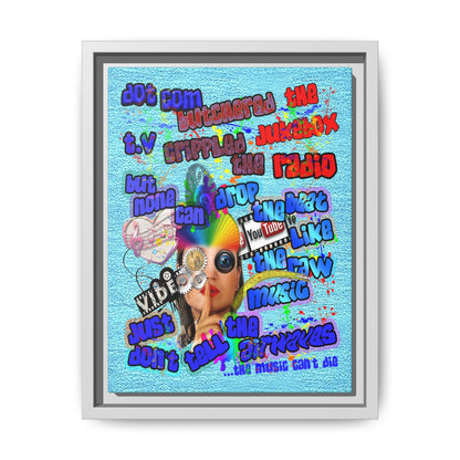 drop the beat - framed canvas art (faded blue)