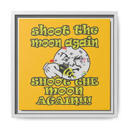 shoot the moon again - framed canvas art (yellow)