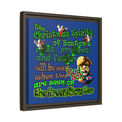 christmas spirits of boston - framed canvas art (dark blue)