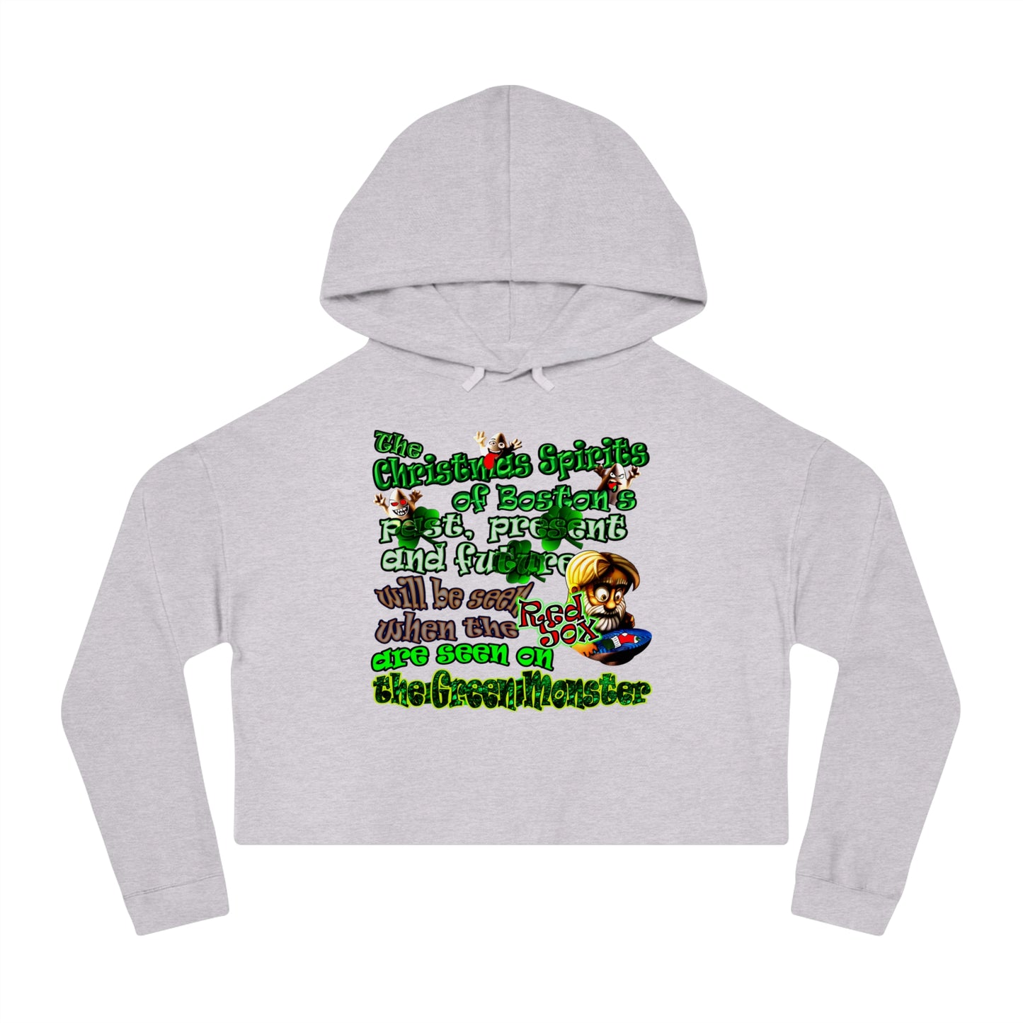 christmas spirits of boston - Women’s Cropped Hooded Sweatshirt