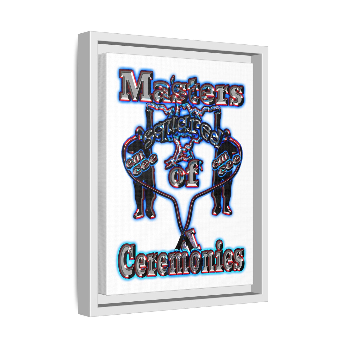 em cee squared - framed canvas art (white)