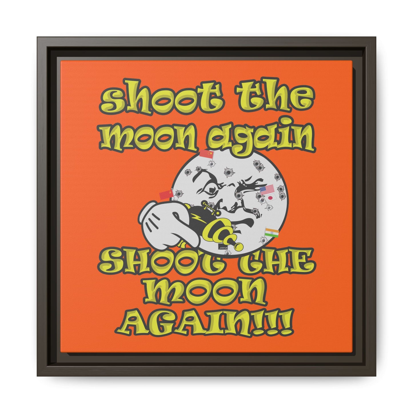 shoot the moon again - framed canvas art (orange)