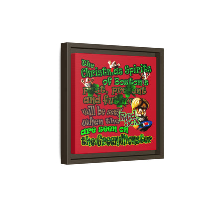 christmas spirits of boston - framed canvas art (dark red)