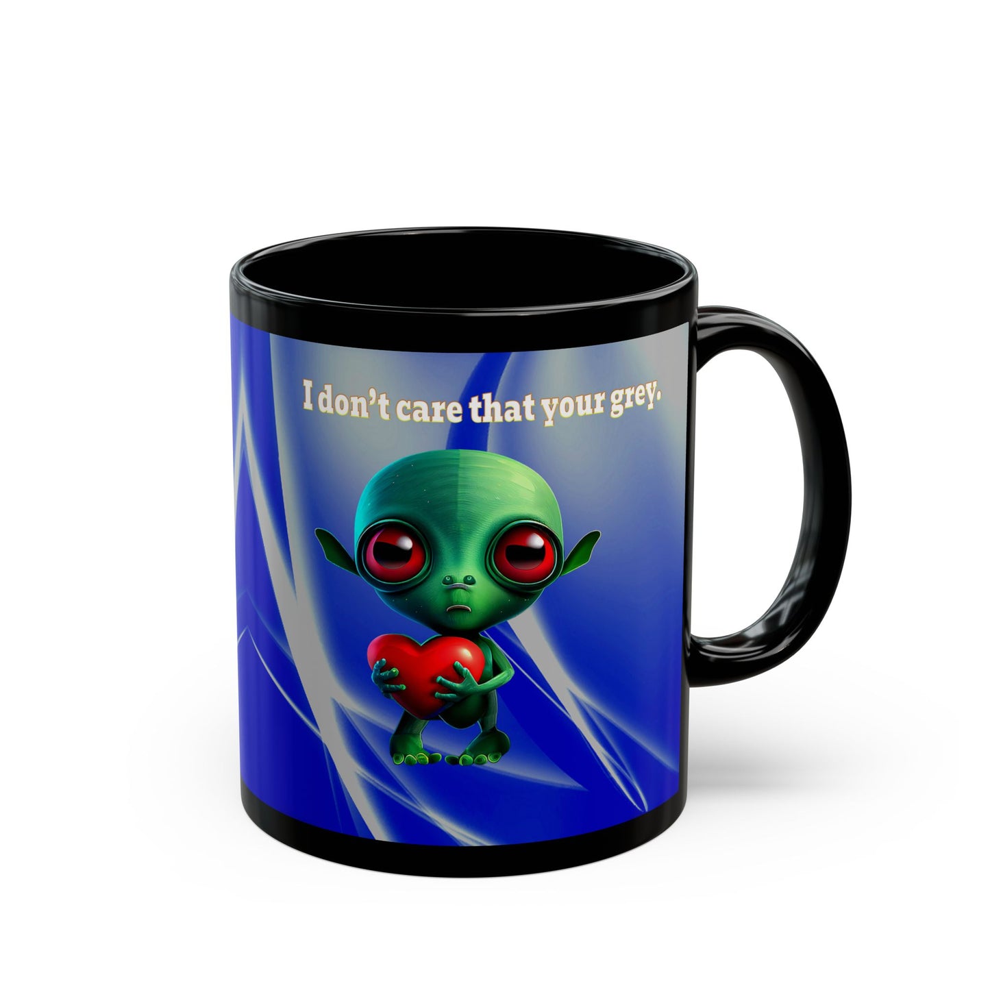 I don't care that your grey - Black Mug (blue-white wave)