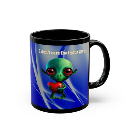 I don't care that your grey - Black Mug (blue-white wave)