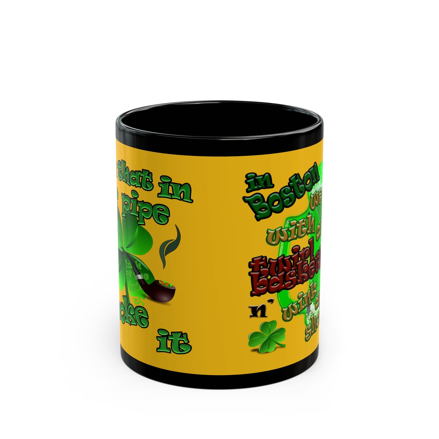 celtics logo - Black Mug (yellow)