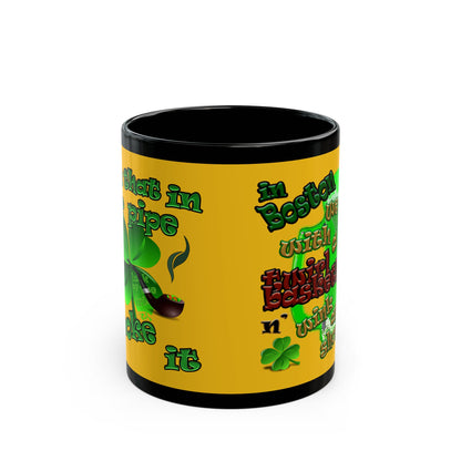 celtics logo - Black Mug (yellow)