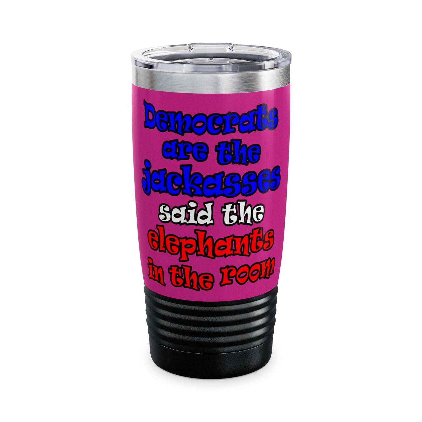 donkeys and elephants - Ringneck Tumbler, 20oz (pink)