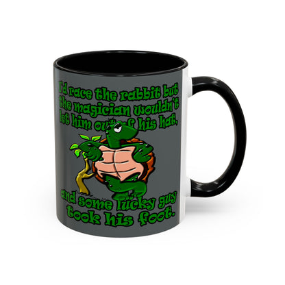 turtle race - Accent Mug (dark grey)