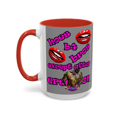 hoes b4 bros - Accent Mug (grey)