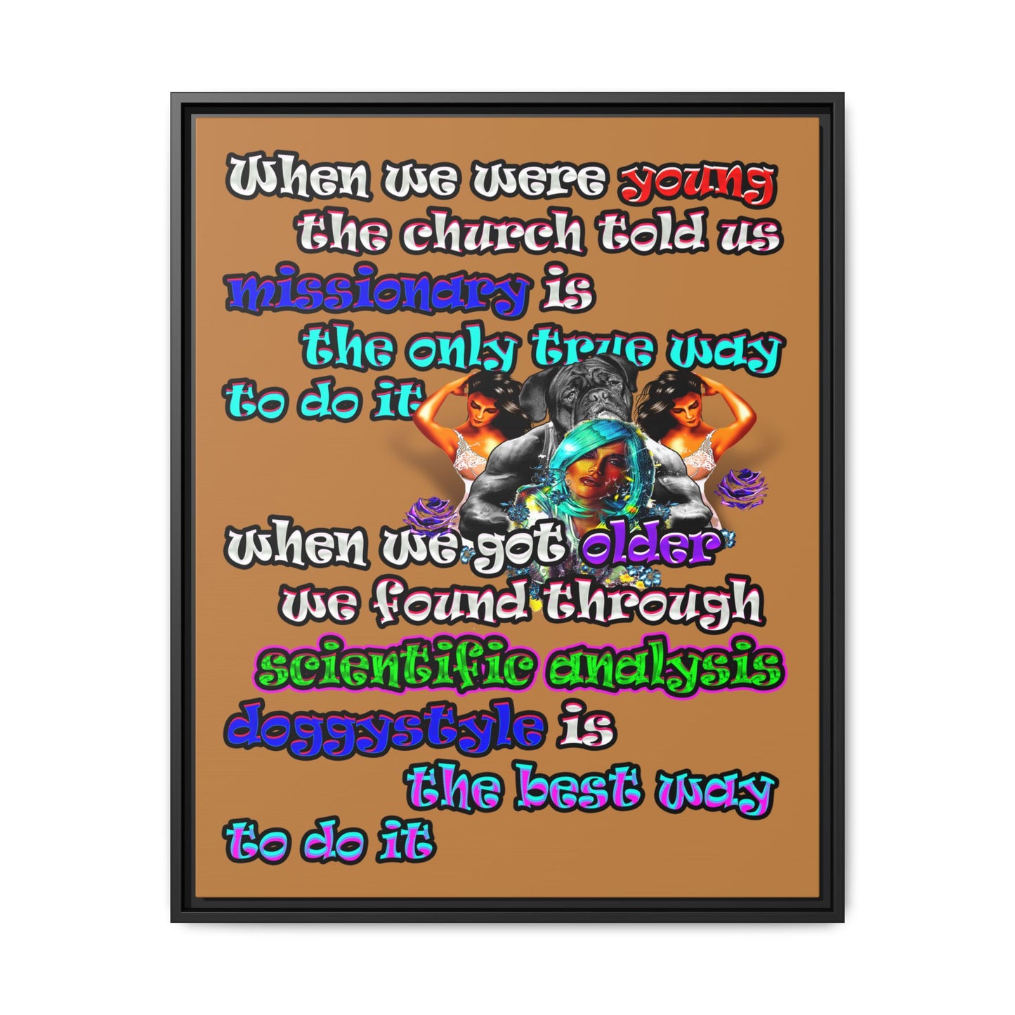 doggystyle - framed canvas art (light brown)