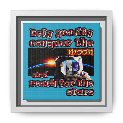 defy conquer reach - framed canvas art (turquoise)