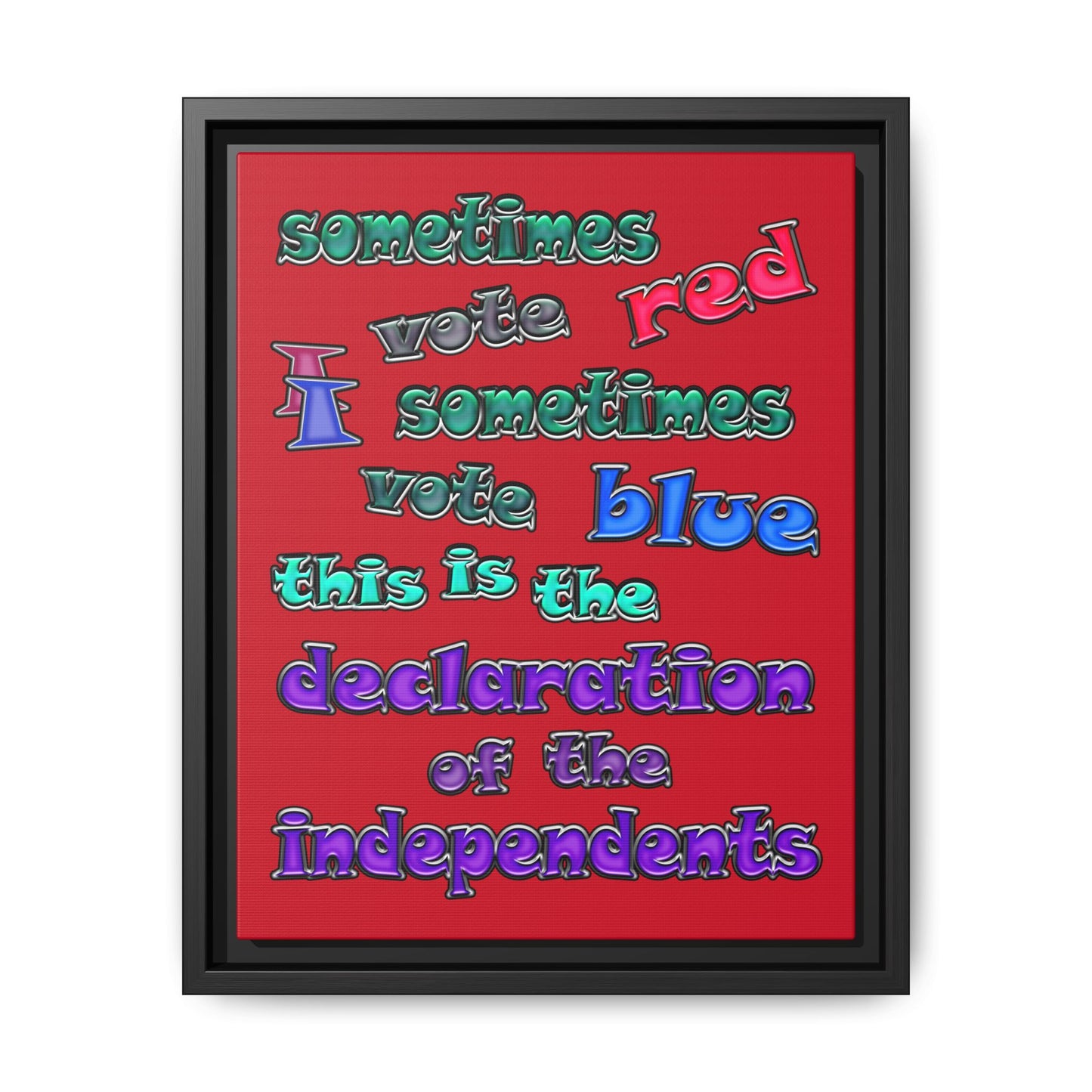 declaration of the independents - framed canvas art (dark red)