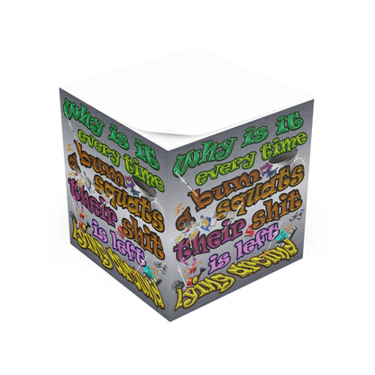 the bum's shit - note cube (brushed nickel)