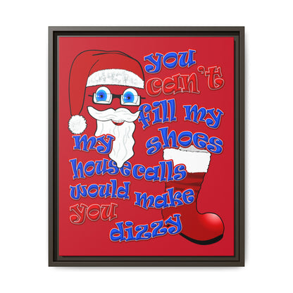 santa's shoes - framed canvas art (dark red)