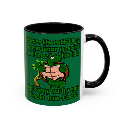 turtle race - Accent Mug (dark green)