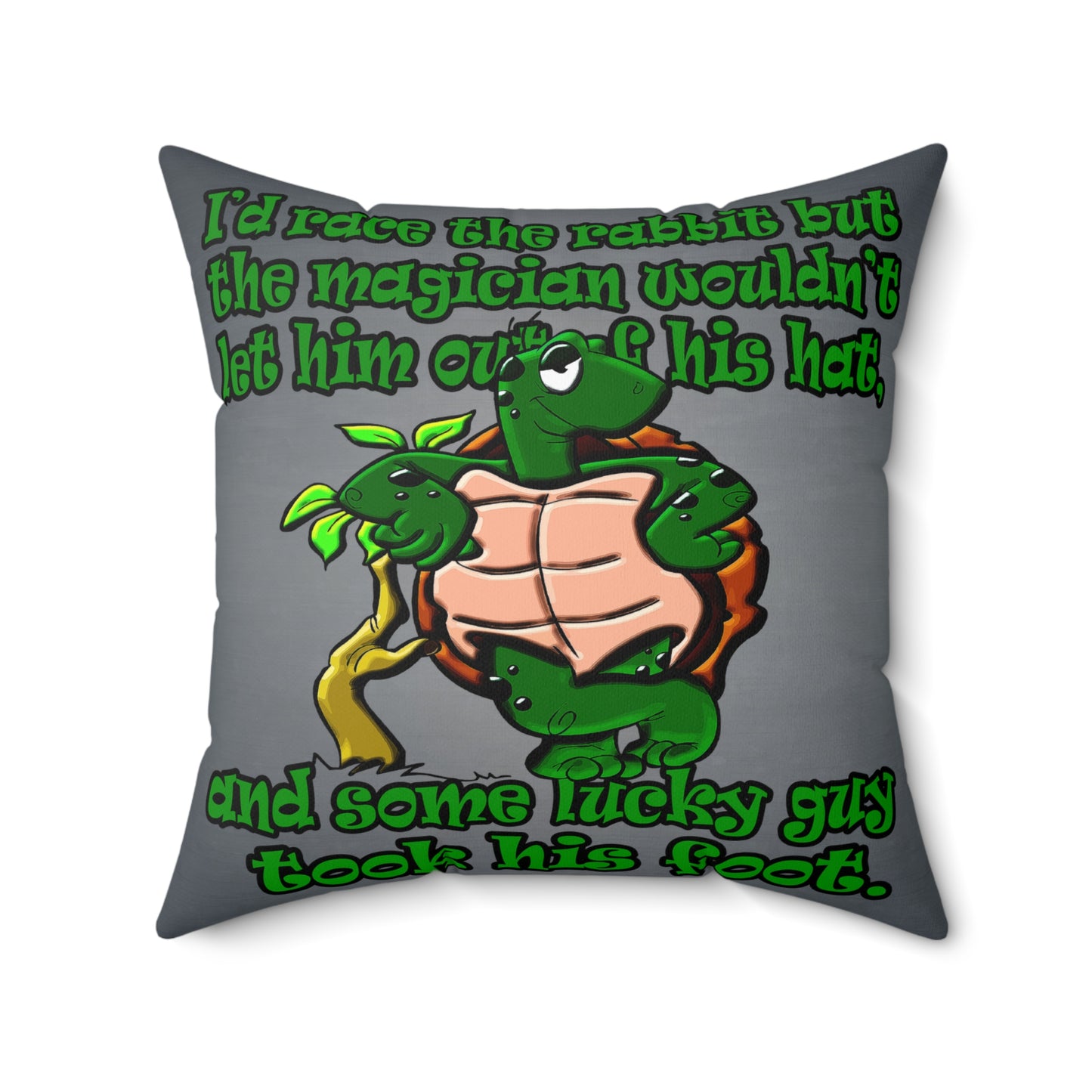 turtle race - Spun Polyester Square Pillow - (grey-light grey)