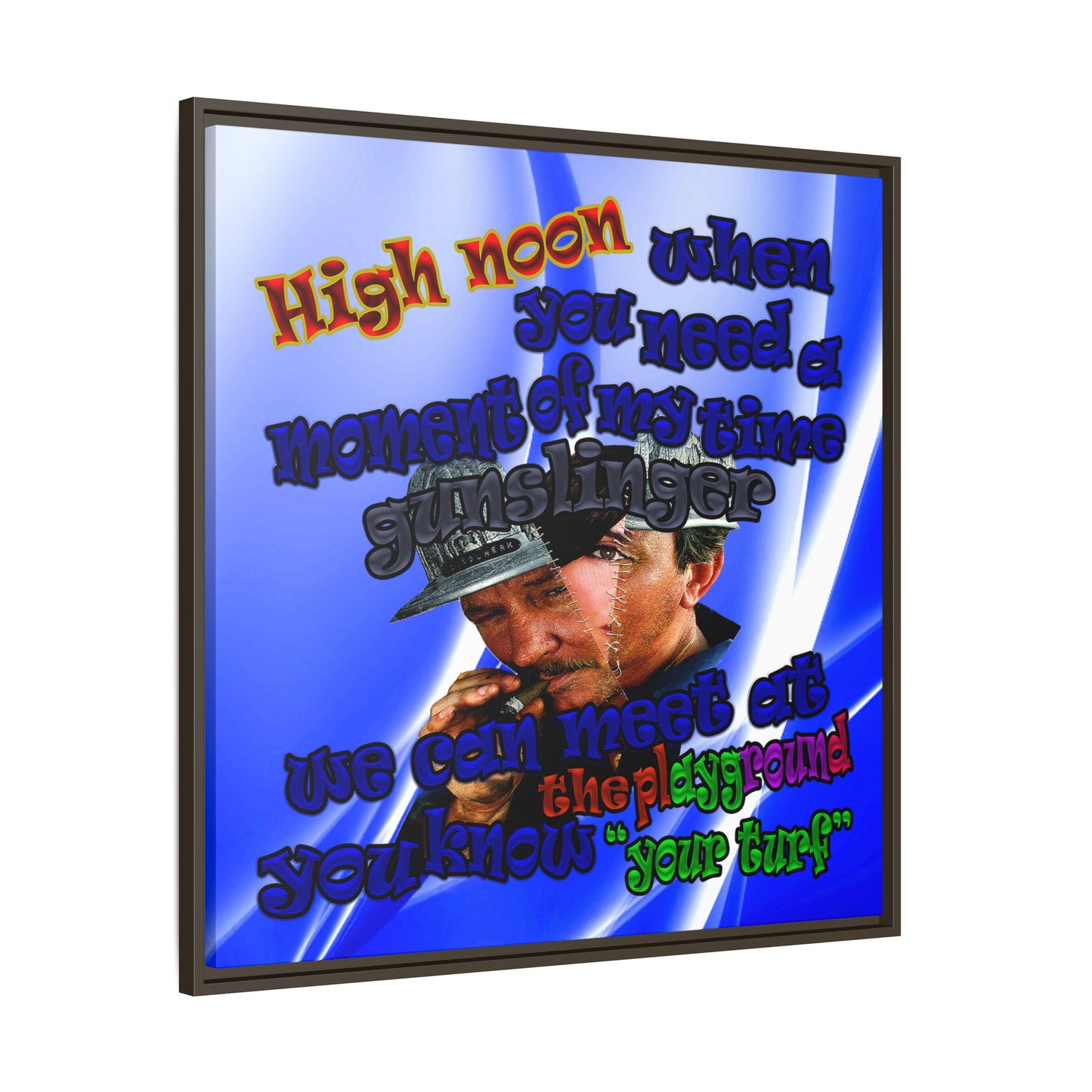 high noon - framed canvas art (blue-white wave)