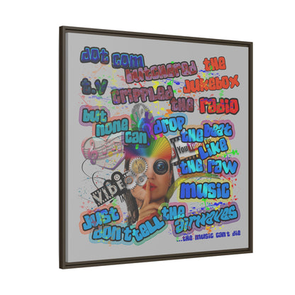drop the beat - framed canvas art (light grey)