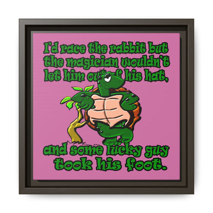 turtle race - framed canvas art (light pink)