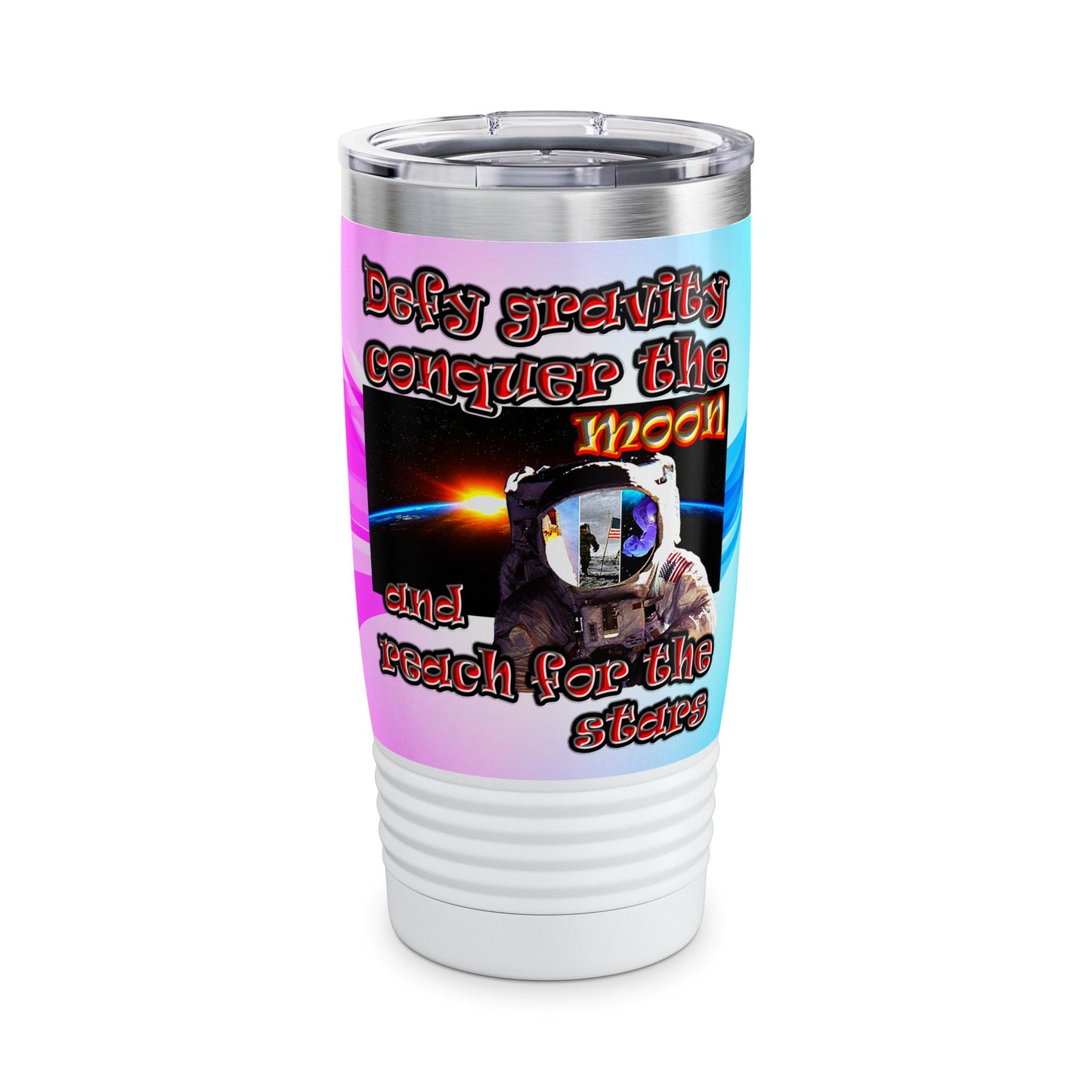 defy conquer reach - Ringneck Tumbler, 20oz (light blue-pink wave)