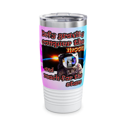 defy conquer reach - Ringneck Tumbler, 20oz (light blue-pink wave)