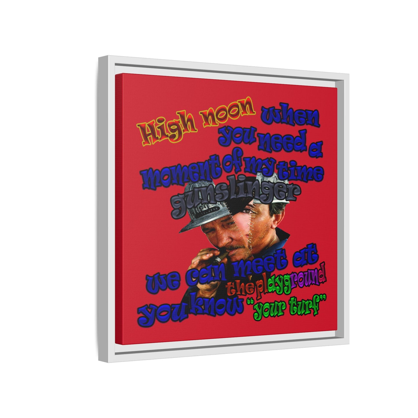 high noon - framed canvas art (dark red)