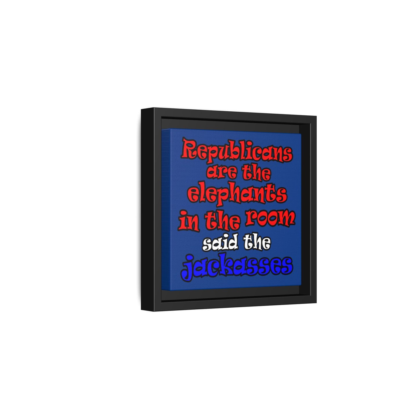 donkeys and elephants - framed canvas art (dark blue)