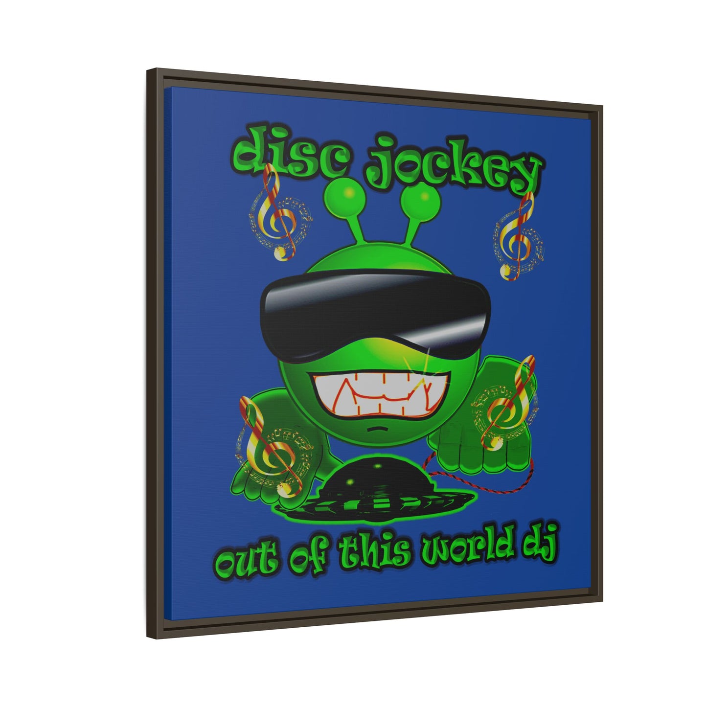 disc jockey - framed canvas art (dark blue)