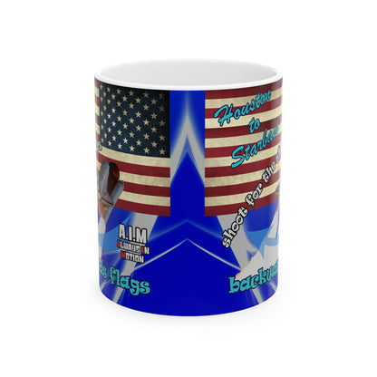 shoot for the stars - White Mug (blue-white wave)